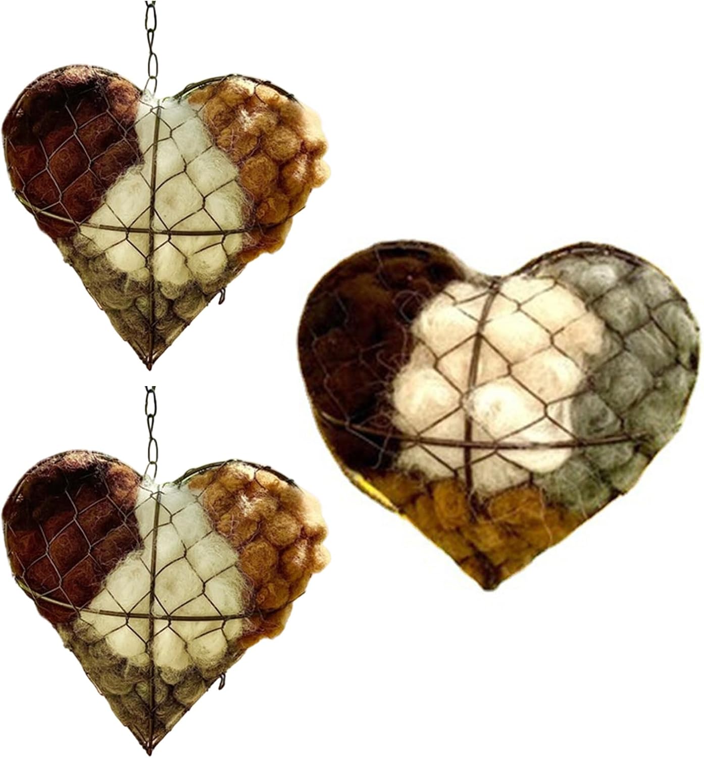 Handmade Fiber Bird Nesting Heart, Birds Nests Holder, Winter Tree Shelter for Wild Bird, Hummingbird Houses Nest Boxes Gifts for Outside Garden Art Birdhouse,Home Garden Yard