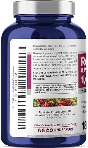 Miniatura 3 de Resveratrol  Polyphenol Complex 1450 mg 180 cápsulas vegetarianas sin OMG y sin gluten Vitamina C