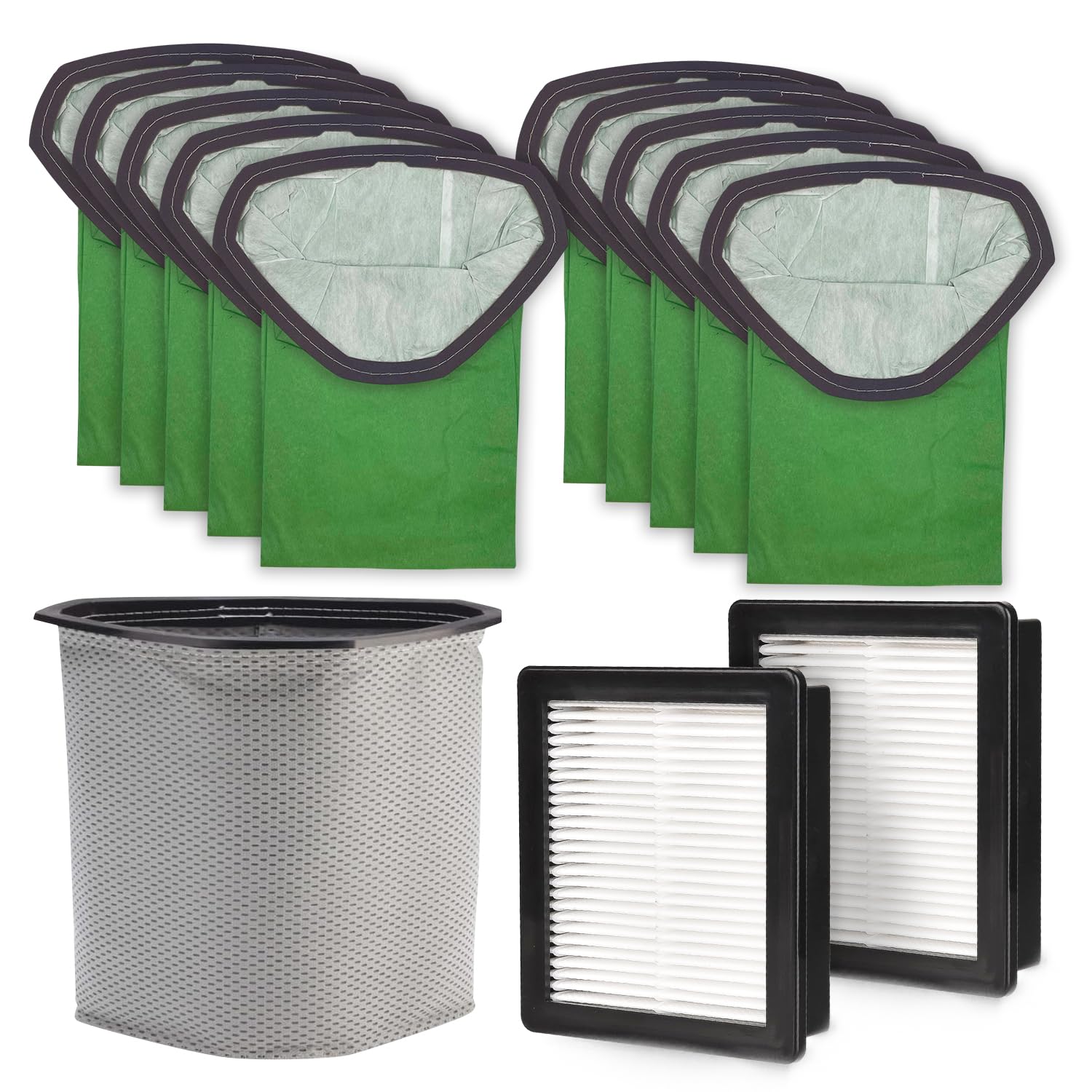 6QT Kit – Compatible for ProTeam Vacuum Parts – Includes 10 Units Vacuum Bags, 1 Cloth Vacuum Bag, 2 Filters – Compatible with Pro Team Vacuum Parts &