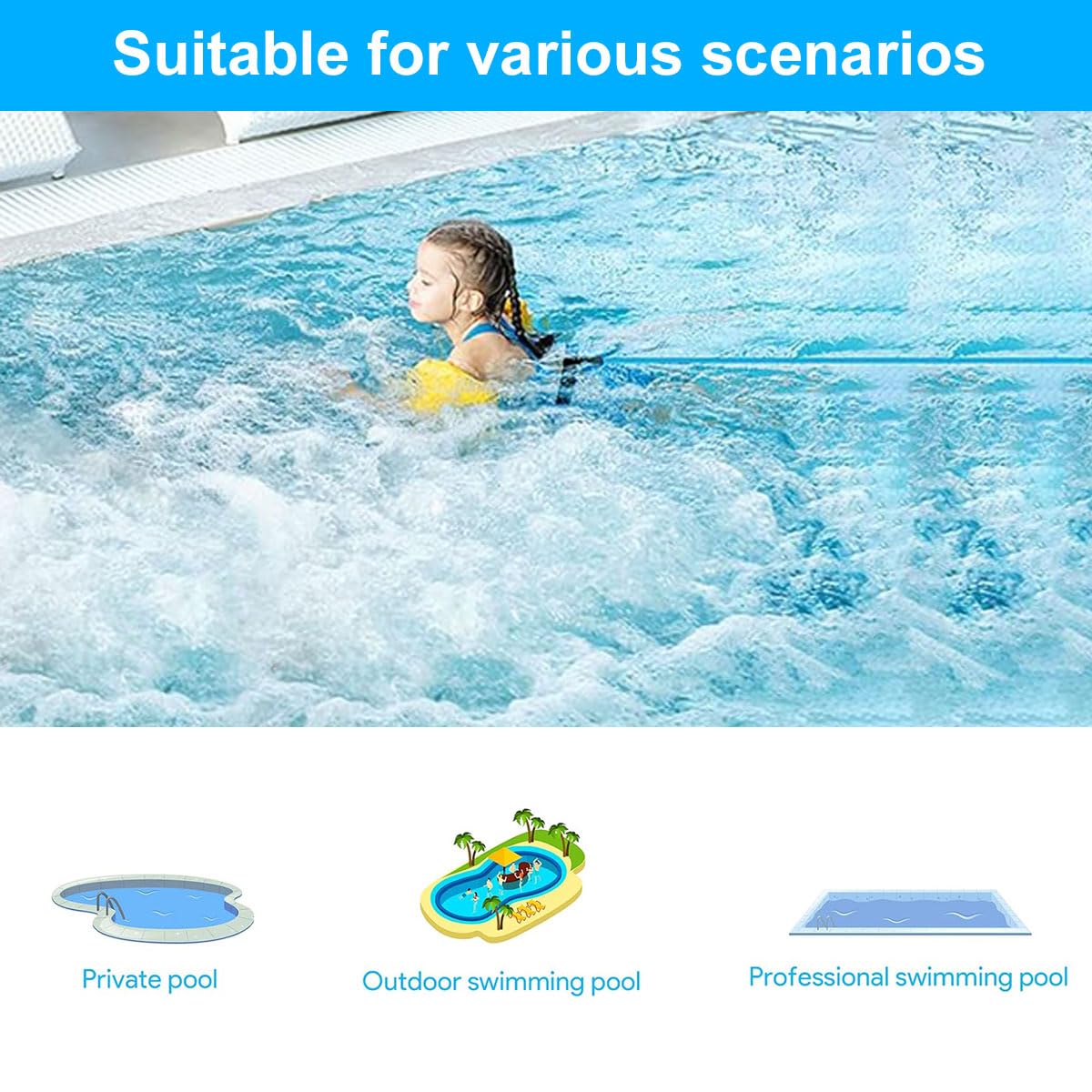 Schwimmgurt für Pool,3 Meter Schwimmtrainer Gürtel,Schwimmwiderstand Gürtel,Schwimmhilfe Gurtel,Schwimmgurt Schwimmtrainer,Schwimmgürtel für Pool Erwachsene,für Widerstandstraining,Schwimm,Blau