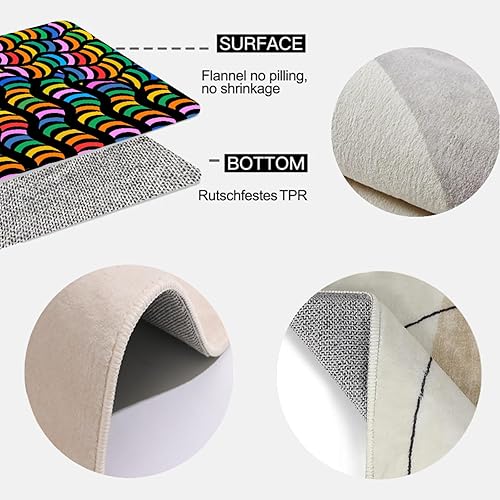 Miniatura 5 de Retro 70S Rainbow Carpet for Living Room 5x6ft Abstract Line Patchwork Area Rug for Bedroom Washable Non-Slip Rug Throw Cute Soft Kids Rugs Indoor