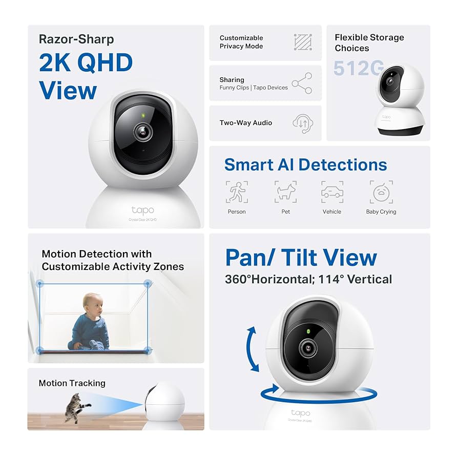 Amazon.com: TP-Link Tapo 2K QHD Pan/Tilt Security Camera for