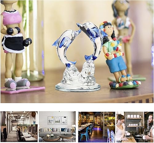 Miniatura 4 de PRETYZOOM Figura de delfín de cristal, adorno de escritorio para interiores, escultura artística de delfín para vivir, estudio, decoración de bar,