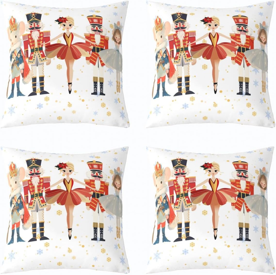 Feelyou Merry Christmas Throw Pillow Covers Xmas Nutcracker Pillow Covers Home Sofa Bed Couch Kids Boys Girls Xmas Winter Holiday Cushion Covers New Year Theme Pillowcases, 24x24 Inches Set of 2
