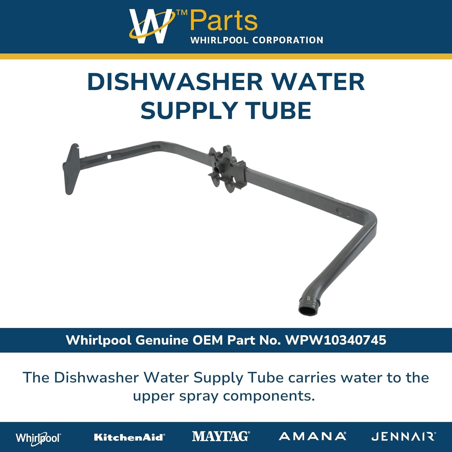 Whirlpool WPW10340745 Genuine OEM Dishwasher Water Supply Tube Replacement Part - Replaces W10340745
