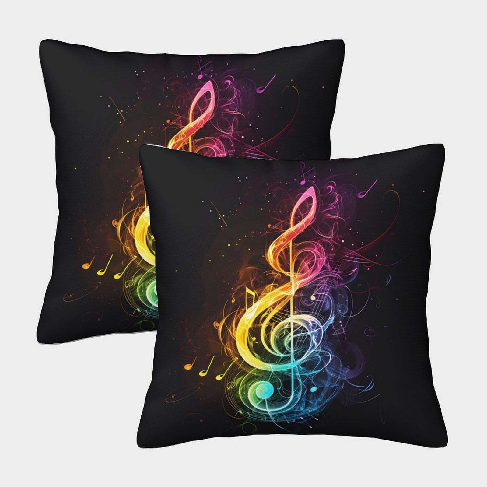 QFVANSIYO 3D Printed Vibrant Musical Notes Pillowcase Microfiber Bedroom Decor Music Theme Pillow Cover for Adults Teens 40x40cm