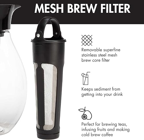 Miniatura 5 de Primula - Jarra grande para preparar té helado con infusor, jarra de plástico para bebidas con tapa hermética a prueba de fugas, filtro reutilizable