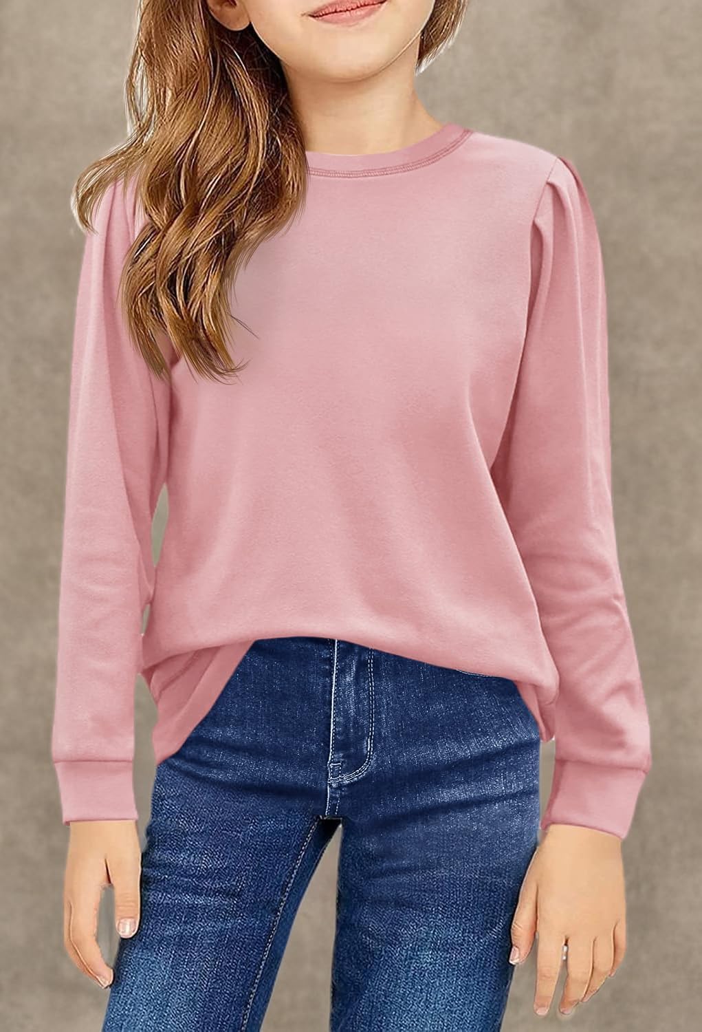 Girls Long Sleeve Shirts Kids Fashion Crewneck tops Cute Fall Outfits 5-14 Years - Image 7