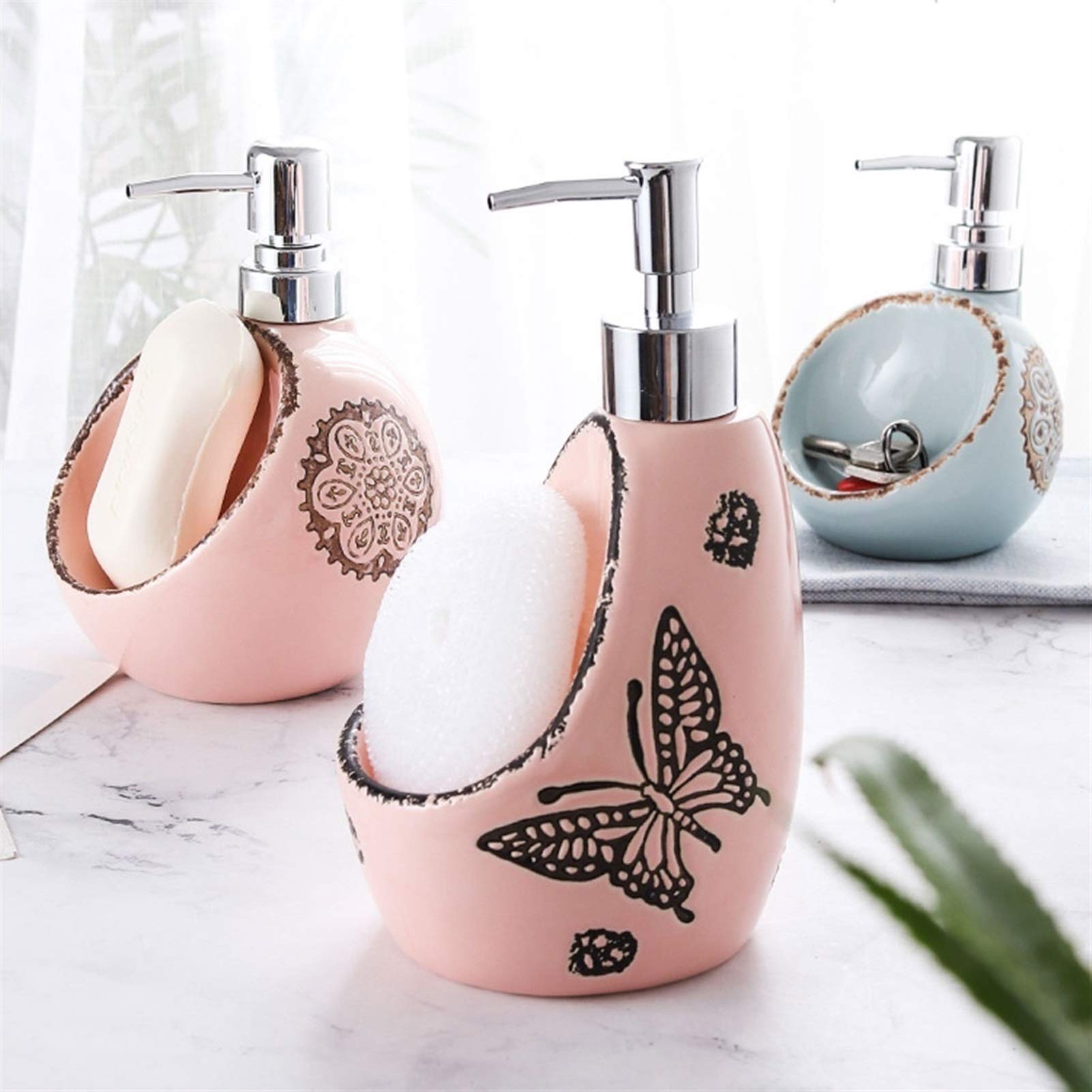 Dispenser per sapone liquido Lozione detergente ceramica Dispenser maniluvio dispenser di sapone Bagno Doccia Lotion Dispenser Soap Dispenser Dosatore Sapone Ricaricabile ( Color : B , Size : MEDIUM )