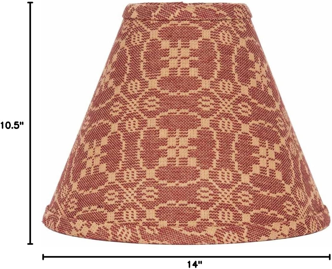 Home Collection by Raghu Marshfield Jacquard Barn Red & Tan Lampshade, 14"