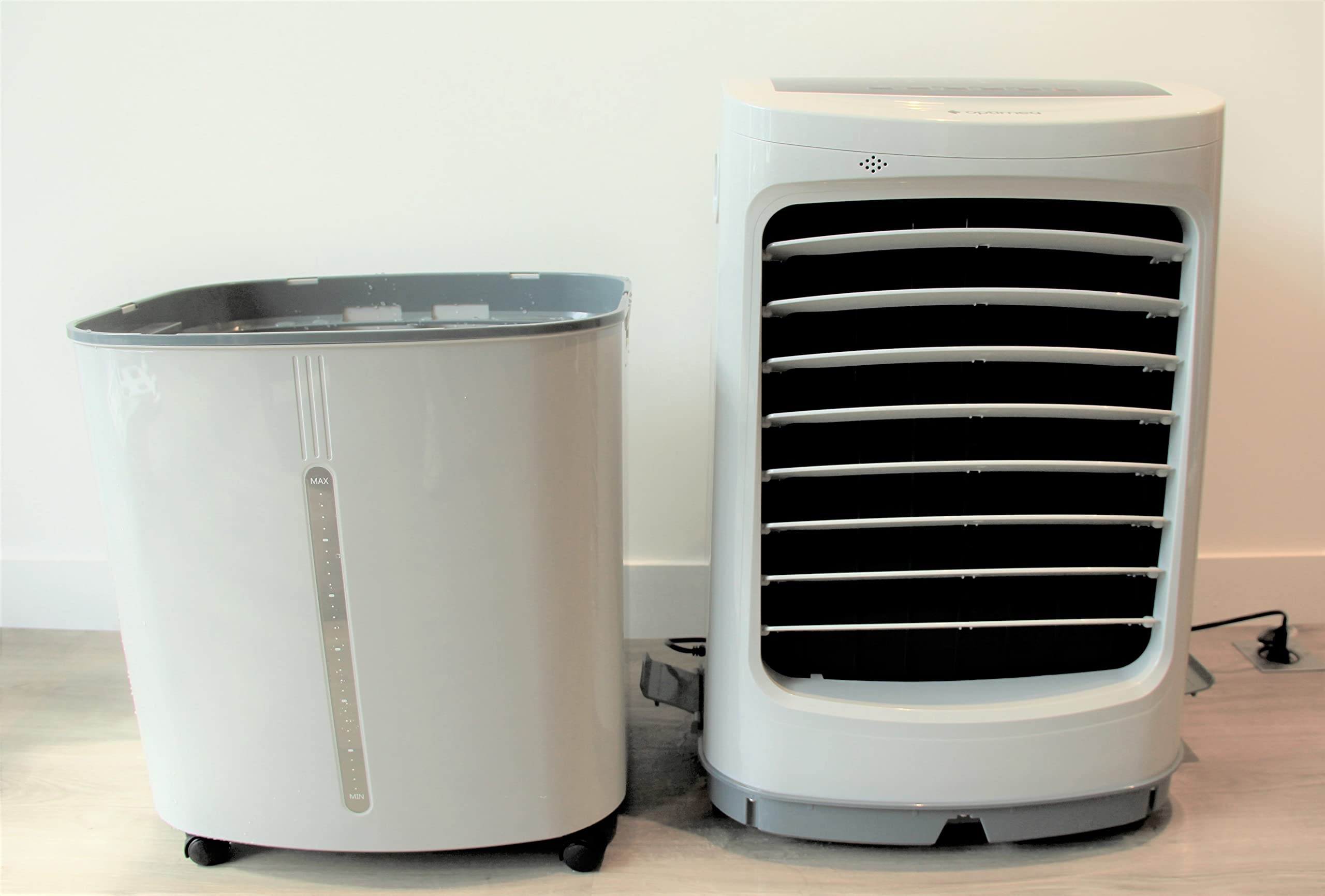 OPTIMEA ORA-440D Rafraîchisseur d'air XXL 44L, spécial pour les très grandes pièces et commerces sans évacuation d'air mode nuit, débit d'air 798 m³/h, capacité d'humidification 3L/h