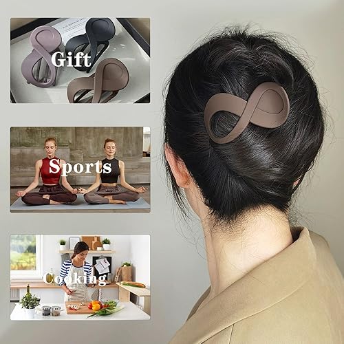 Miniatura 6 de 4 pinzas curvadas para el cabello francesas de Concord para mujeres, 3.35 pulgadas de volumen sin agarre antideslizante abrazaderas de plátano para