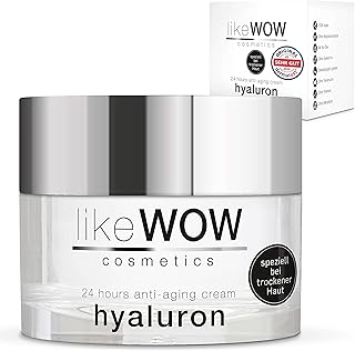 LikeWOW Hyaluron Anti Falten Gesichtscreme - mit Bio-Granatapfelkern-Öl - vegane Hyaluronsäure Creme für trockene Haut mit...