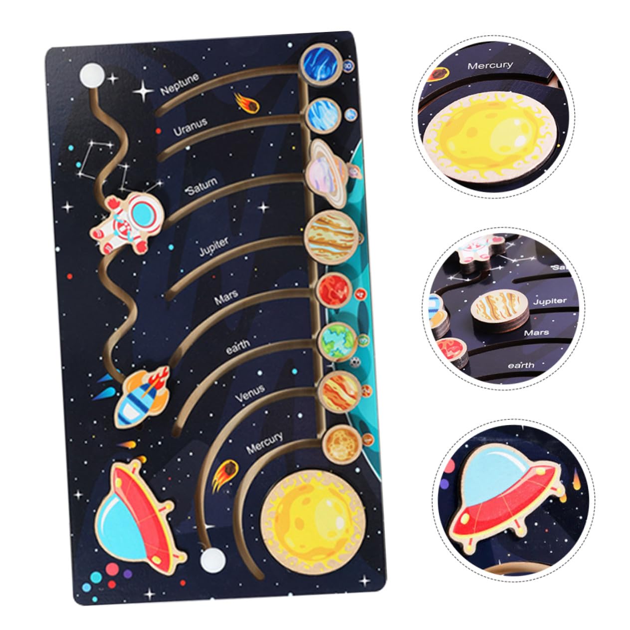 Mipcase Puzzle Solare in Legno Pianeti, Gioco Educativo per Ragazzo Ragazza, Attività Prescolare di Scienza