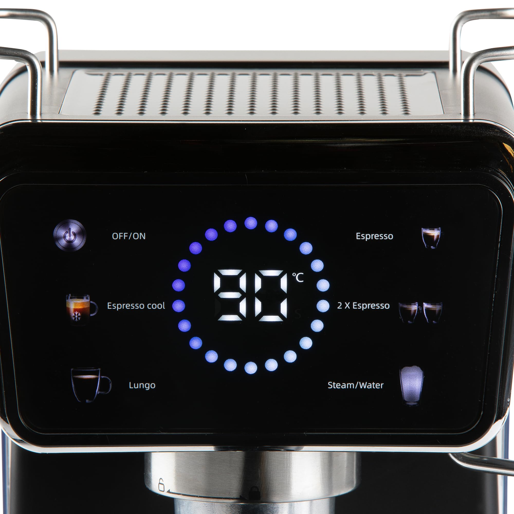 DOMO DO757K - Máquina espresso de 20 bares - Pantalla táctil a color - Boquilla de vapor - Café molido - Alternativa máquina espresso automática - Depósito 1,5 L