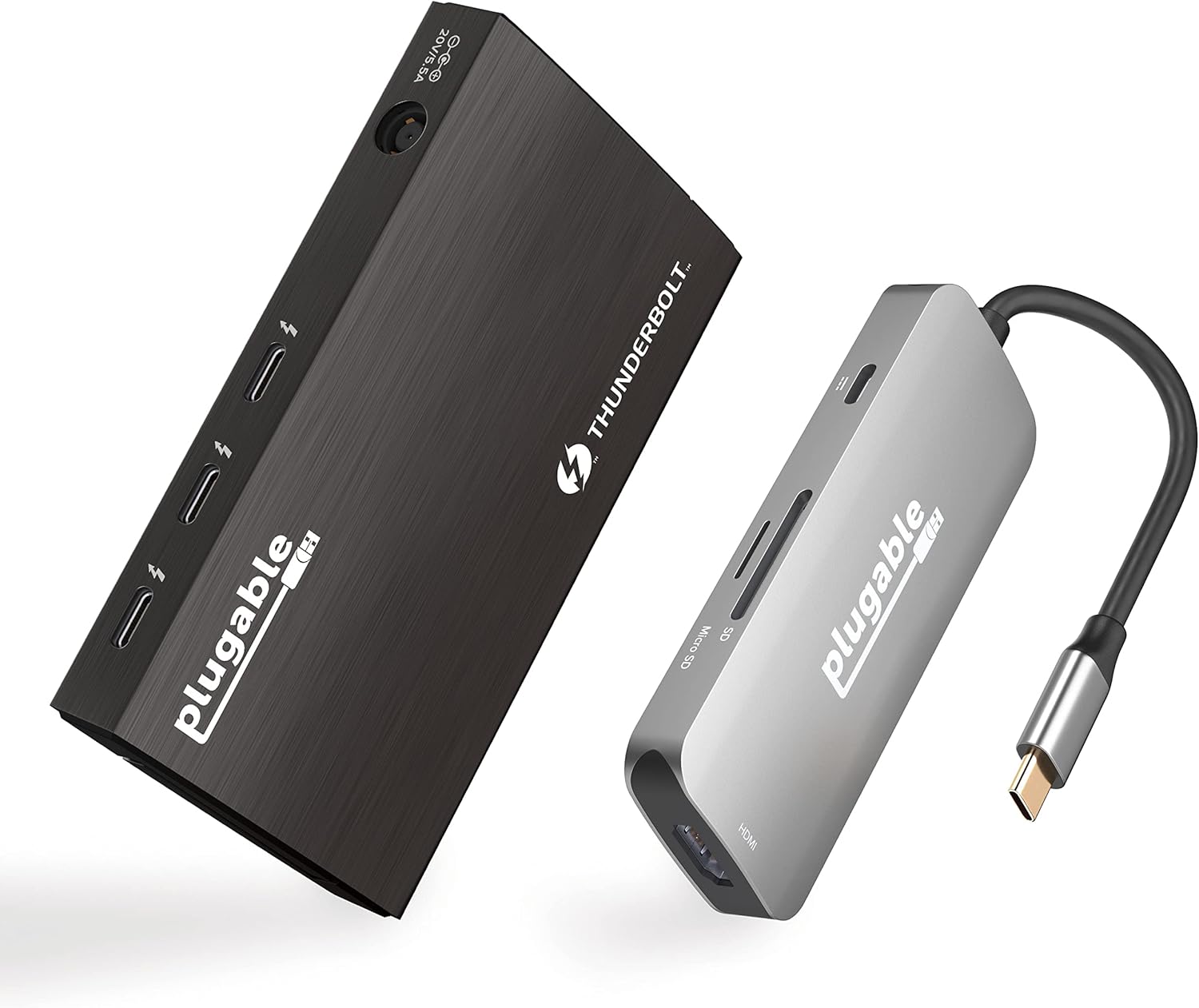 Plugable Thunderbolt 4 Hub Bundle Includes USB-C to 4K HDMI Adapter and 7-in-1 Multiport Adapter, 60W Laptop Charging, Compatible with Mac, Windows Laptops, Thunderbolt 3 or 4, and USB4 Devices