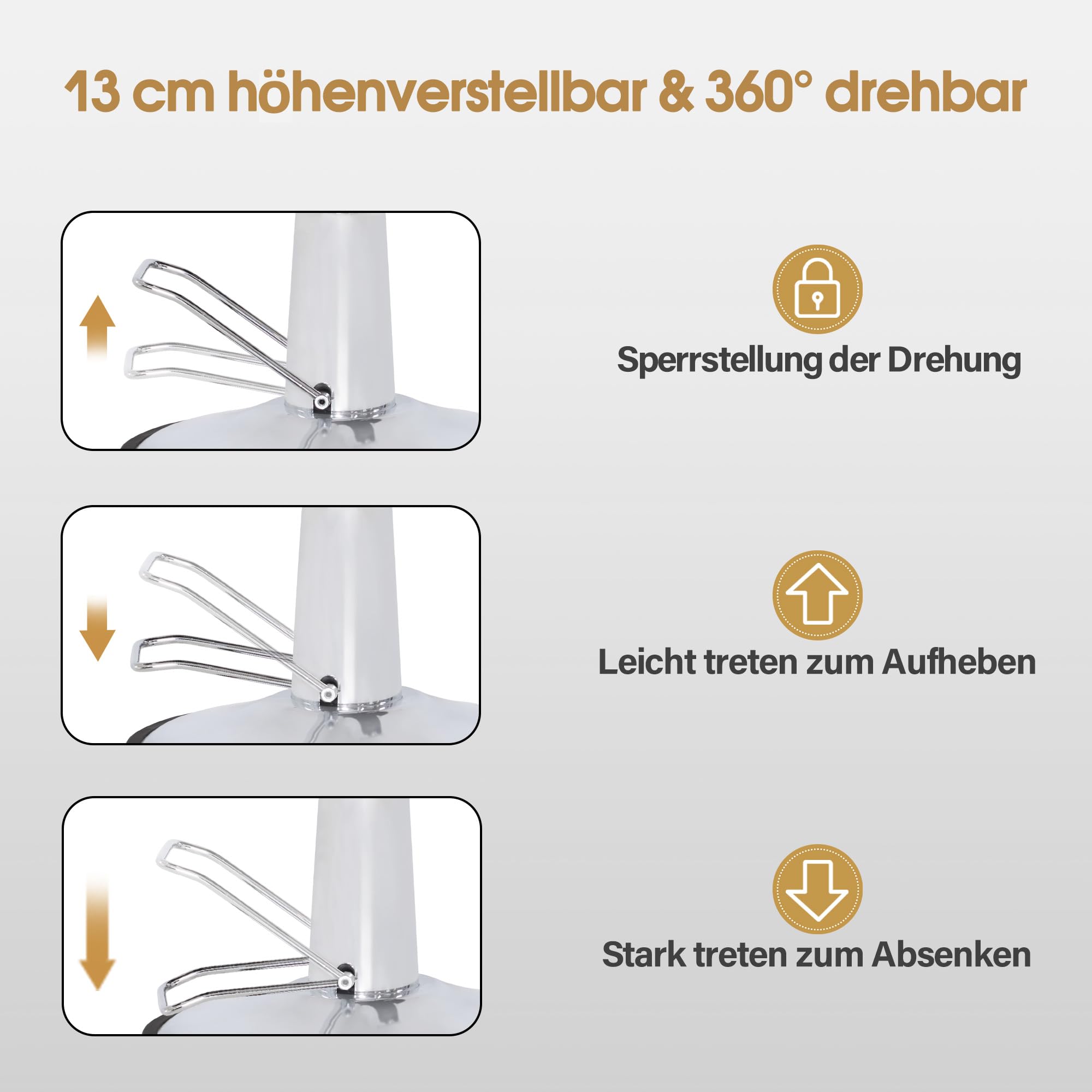Barberpub Friseurstuhl mit Kopfstütze, Hydraulikpumpe 360° Drehbar, Höhenverstellbar, PVC Kunstleder, Schwarz