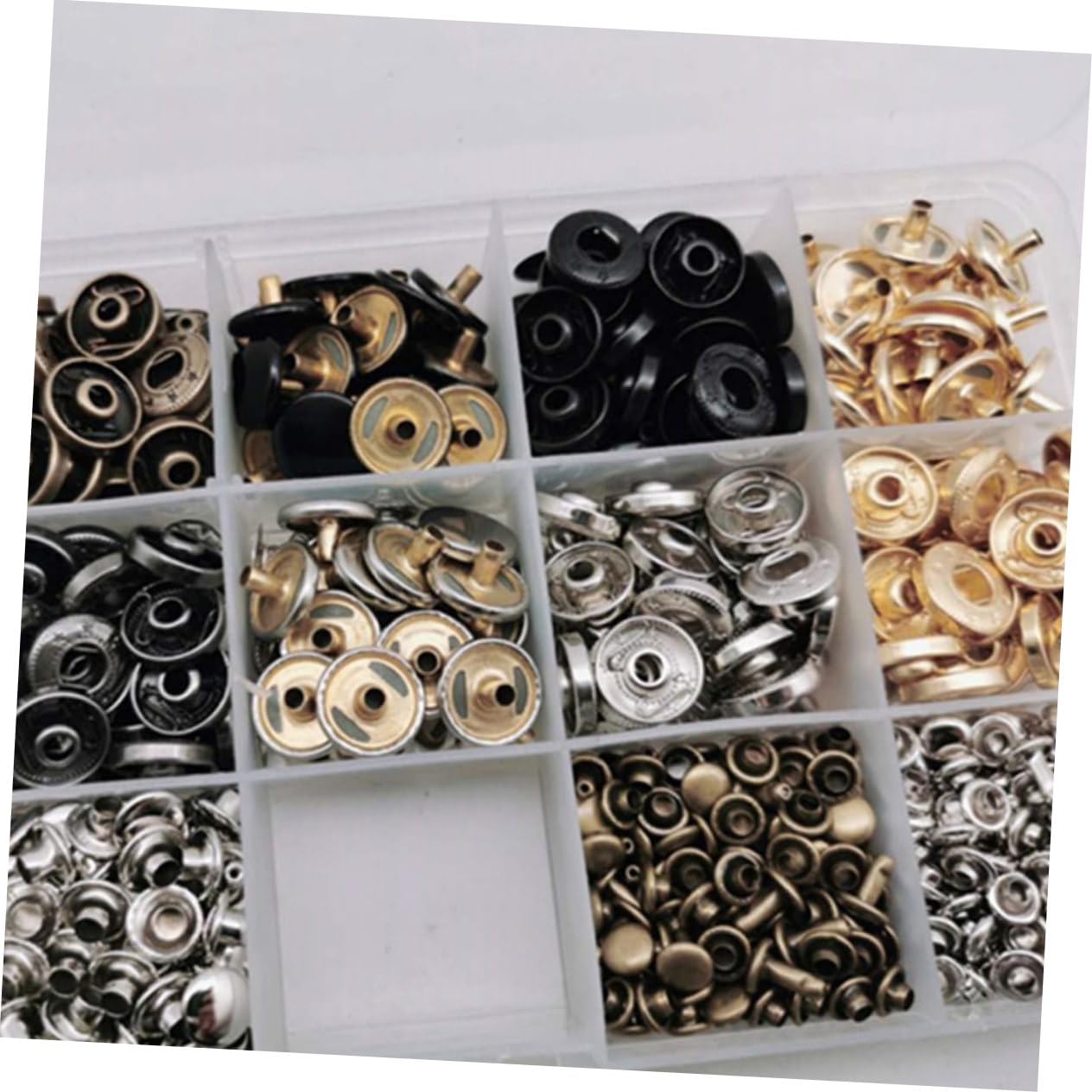 DIYEAH Bottoni Automatici in Ottone 12, 5mm 50 Set con Utensile | Cappotto e Tessuto, Superficie Liscia e Forma Tonda, Adatti a Progetti Artigianali e Lavori di Dettaglio