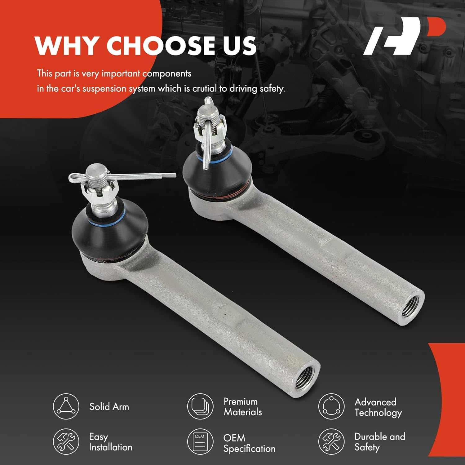 A-Premium 2 x Front Outer Tie Rod Ends, Compatible with Acura RDX 2007-2018