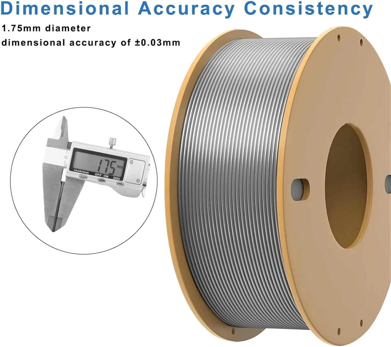 Compatible for Bambu Lab, Compatible for Creality – Silver Silk PLA 3D Printer Filament 1.75mm, 0.25KG