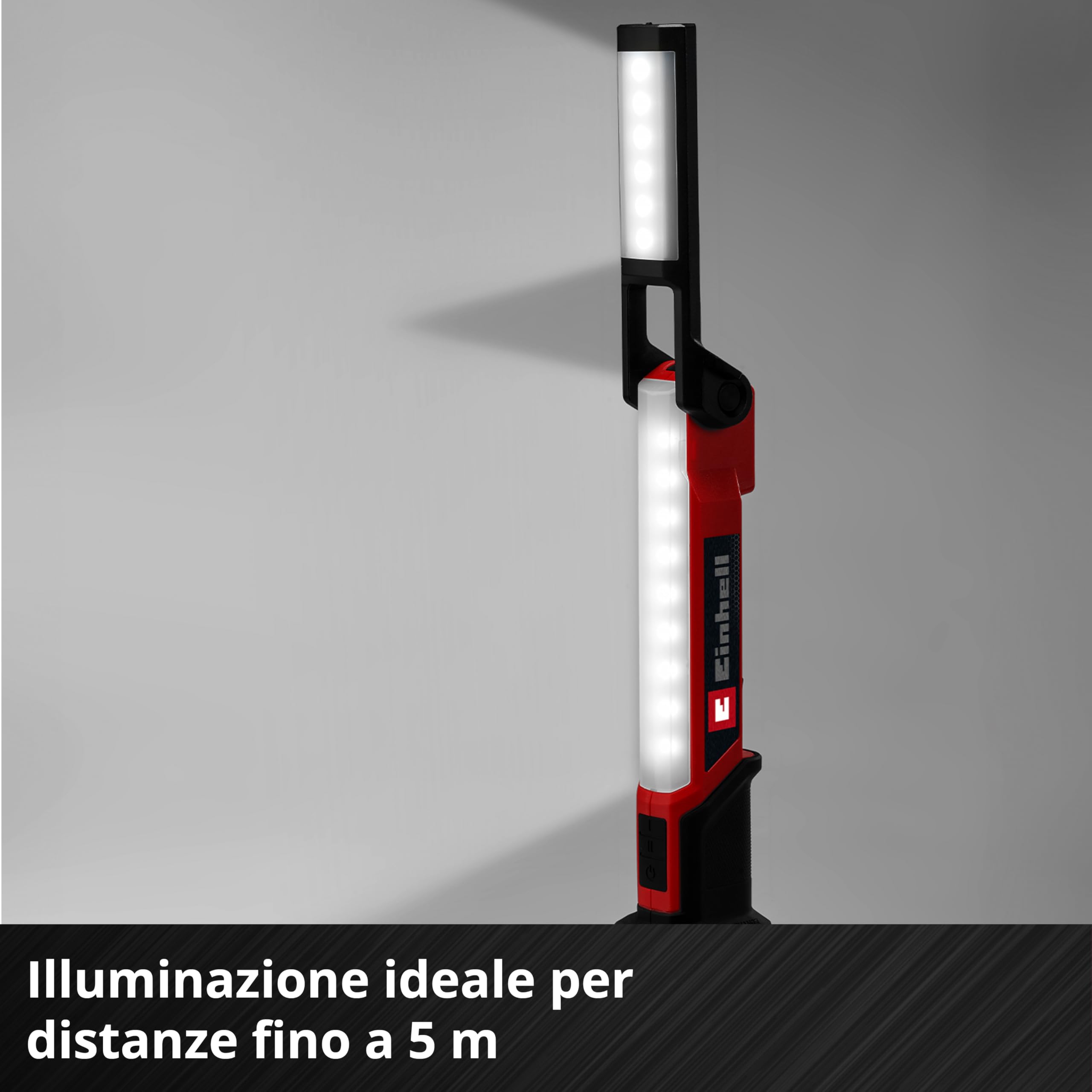 Lampada Einhell TE-CL 18/1000 S Li-Solo Power X-Change (18 V, testata orientabile, 3 opzioni luce, pannelli luminosi pieghevoli, 15 LED, 1000 Lumen, 5700 Kelvin, senza batteria)