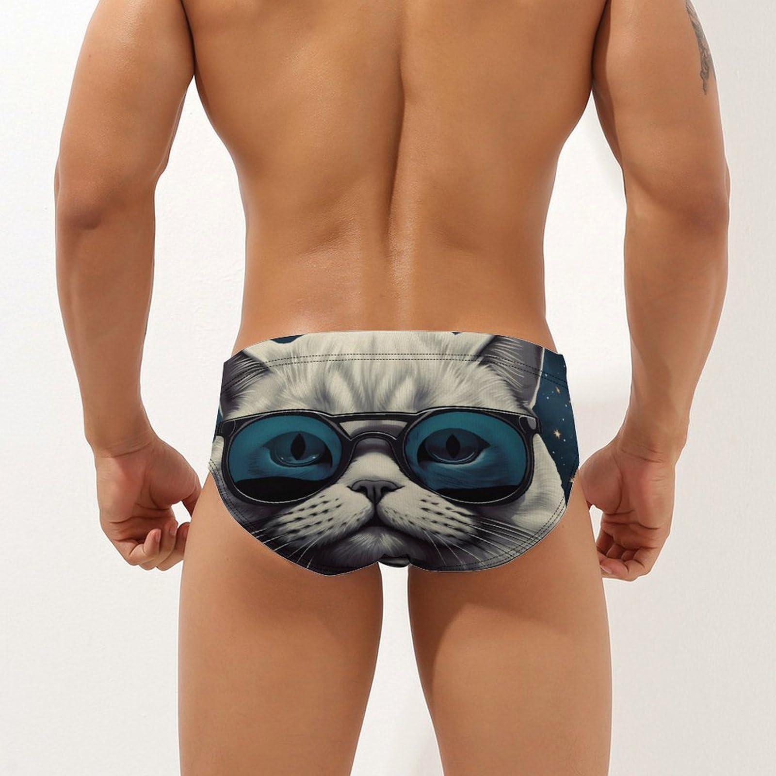British Shorthair Cat Mens Swim Briefs Quick Dry Swim Trunk Bikini Underwear Swimsuit S