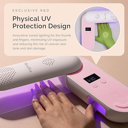 Miniatura 3 de MelodySusie P-PLUS20F - Lámpara de uñas compacta inalámbrica con innovador panel giratorio y diseño de protección UV, la luz UV recargable cura