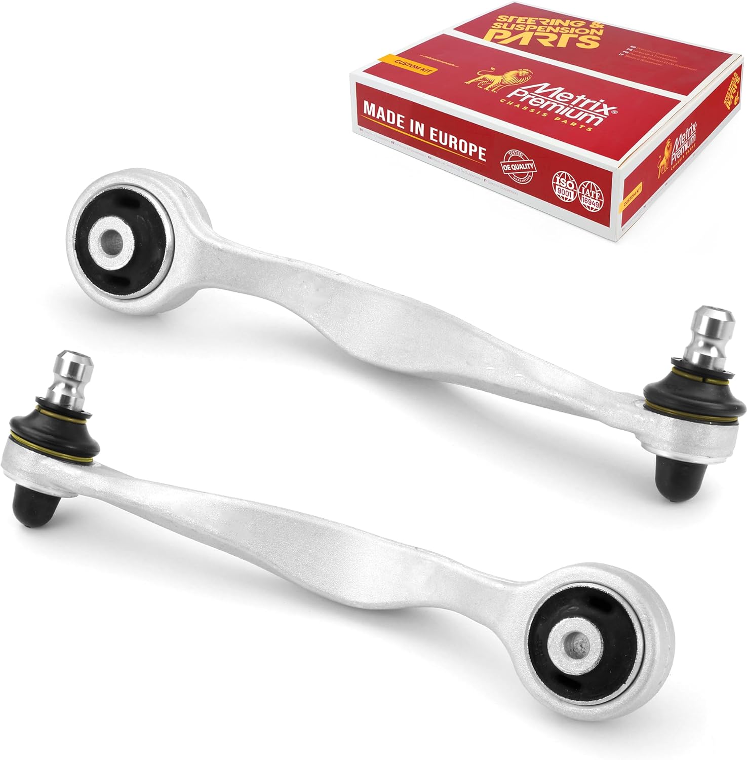 Metrix Premium Chassis Parts - Front Left & Right Upper Rearward Control Arm w Ball Joint & Bushing Assembly Kit Fits 09 Audi A4, 03-04 RS6, 02-03 S6, 98-05 Volkswagen Passat, RK80526, Made in Europe