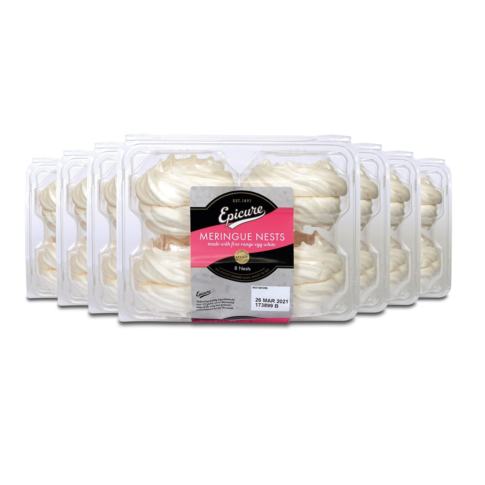 Epicure Meringue Nests, Perfect for Desserts & Treats, 8 Meringues Per Box, (Pack of 8 Boxes)