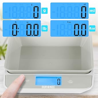 Duronic KS100 GY Digital Kitchen Scale With Mixing Bowl, 5kg, 1.2L, Grey