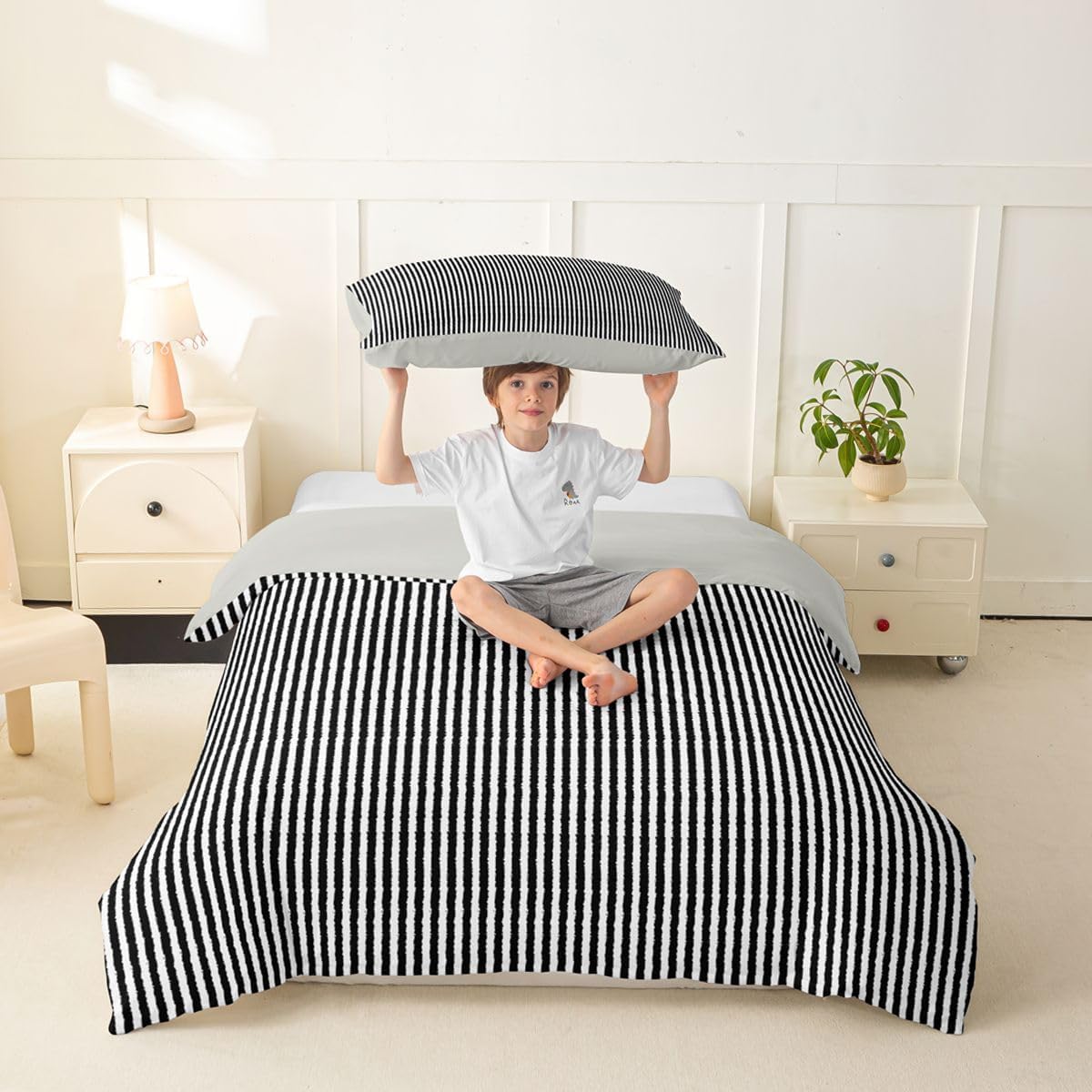 Feelyou Dark Gray Duvet Cover Toddler Size