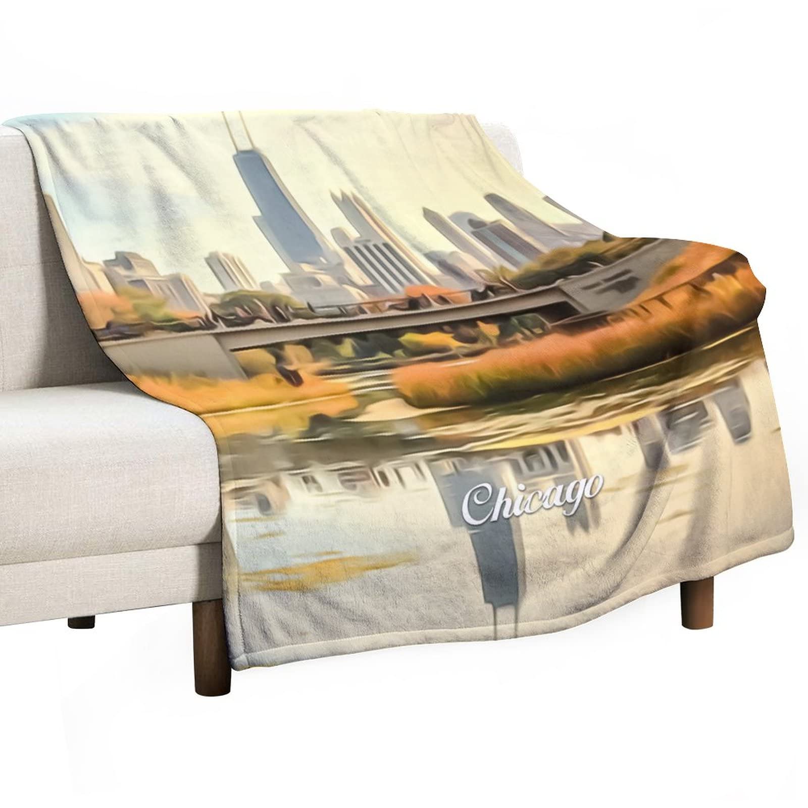 Couverture polaire Chicago 130x150cm douce et chaude pour lit et canapé