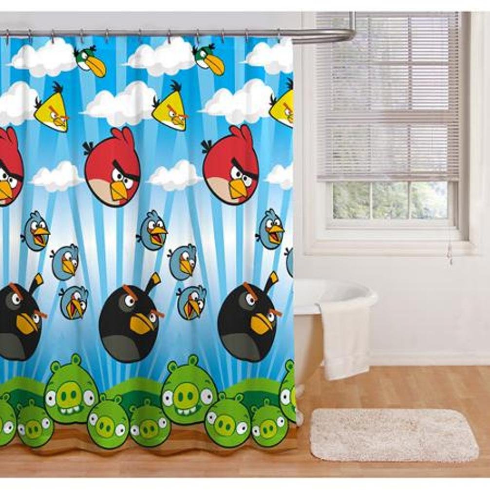 Angry Birds Fabric Shower Curtain 70-Inch by 72-Inch