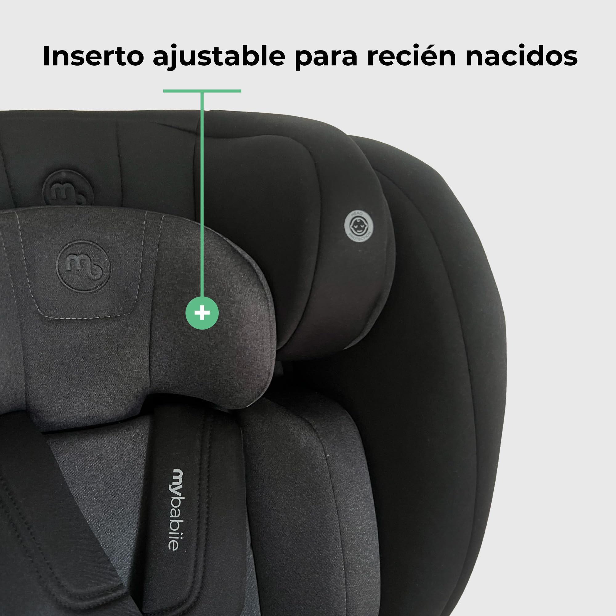 My Babiie MBCS100 - Asiento infantil convertible 2 en 1 R129 con cinturón, 40-150 cm (aprox. nacimiento - 12 años, 0-36 kg), i-Size, grupo 0+1/2/3, ajustable, color negro