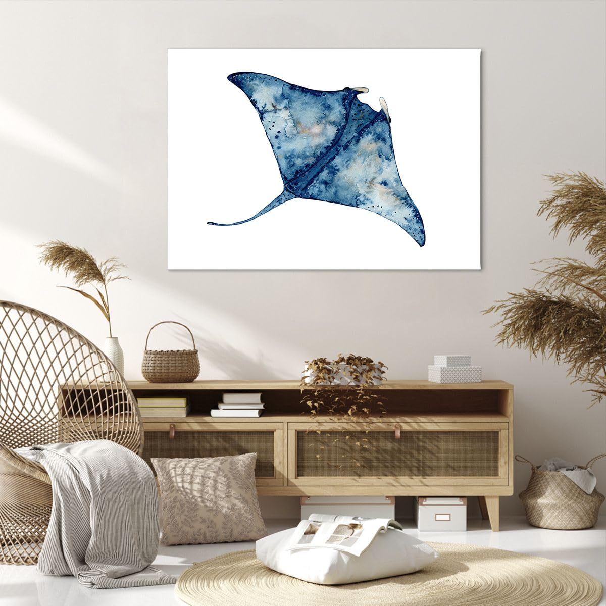 Lienzos decorativos 100x70cm Cuadro Sobre Lienzo Moderno Mantarraya Pez Estilo Costero Grande Dormitorio Cocina Cuadros Pared Imágenes Cuadros Decoracion Salon Wall Art Prints Decor AA100x70-5407