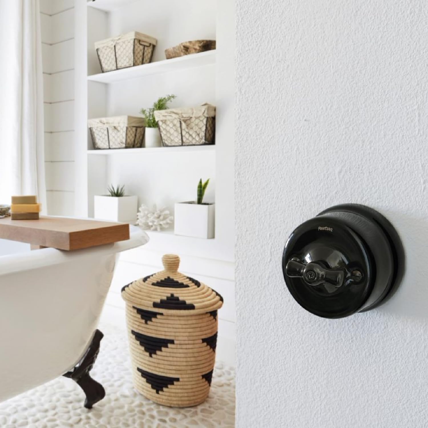 FONTINI - Socle Décoratif Bois Hêtre Vieilli 2 Poste Saillie