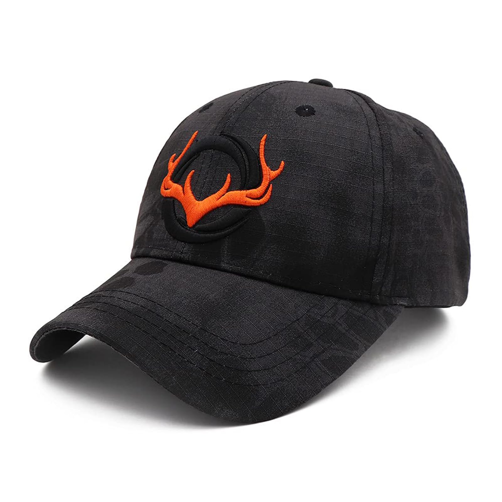 Qohnk Unisex Black Baseball Cap, Camouflage Baseball Cap, Men Adjustable Jungle Hat, Outdoor Hunting Hat 3D Deer Hunting Cap