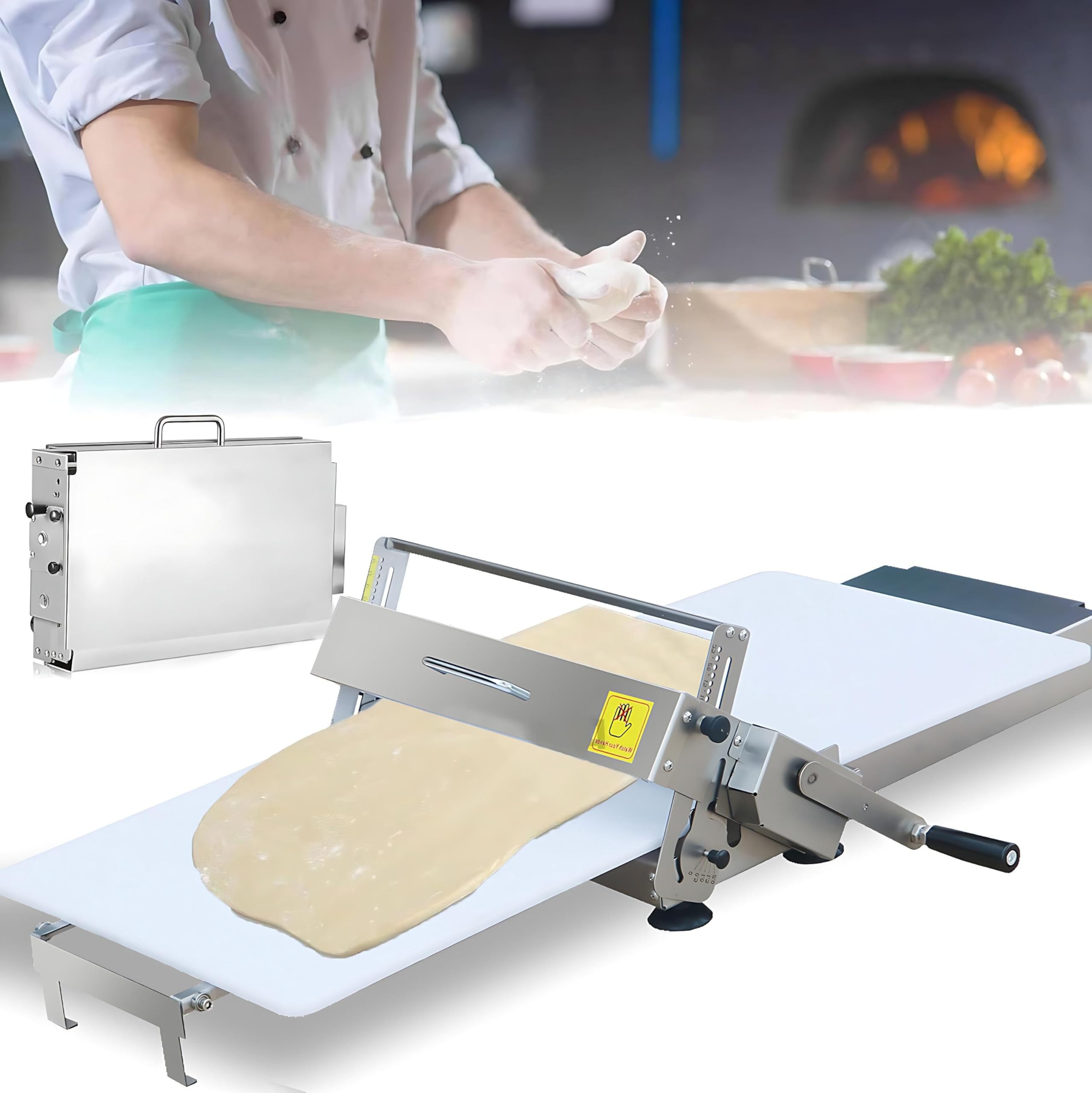 chengxiaorui Upgraded Folding Dough Sheeter, Thickness Adjustable Manual Dough Roller, Machine Stainless Steel Sheeter, Baking Pastries and Bread, for Home and Commercial Bakeries Width11.81in
