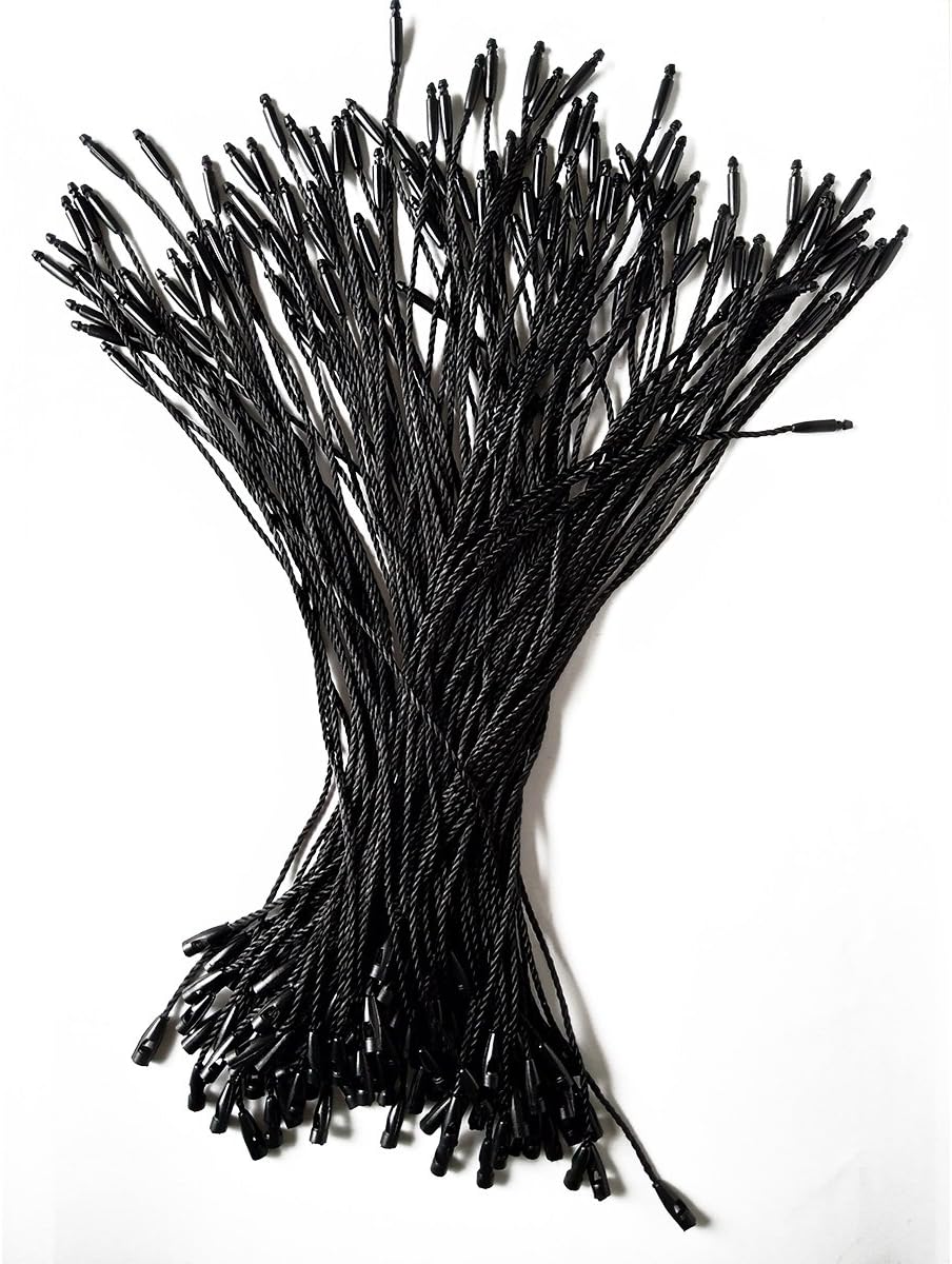 LGEGE 500 pcs 7.5-inch Black Hang Tag Nylon String Snap Lock Pin Loop Fasteners Hook Ties