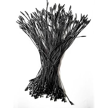 LGEGE 500 pcs 7.5-inch Black Hang Tag Nylon String Snap Lock Pin Loop Fasteners Hook Ties