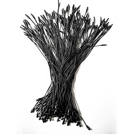 LGEGE 500 pcs 7.5-inch Black Hang Tag Nylon String Snap Lock Pin Loop Fasteners Hook Ties