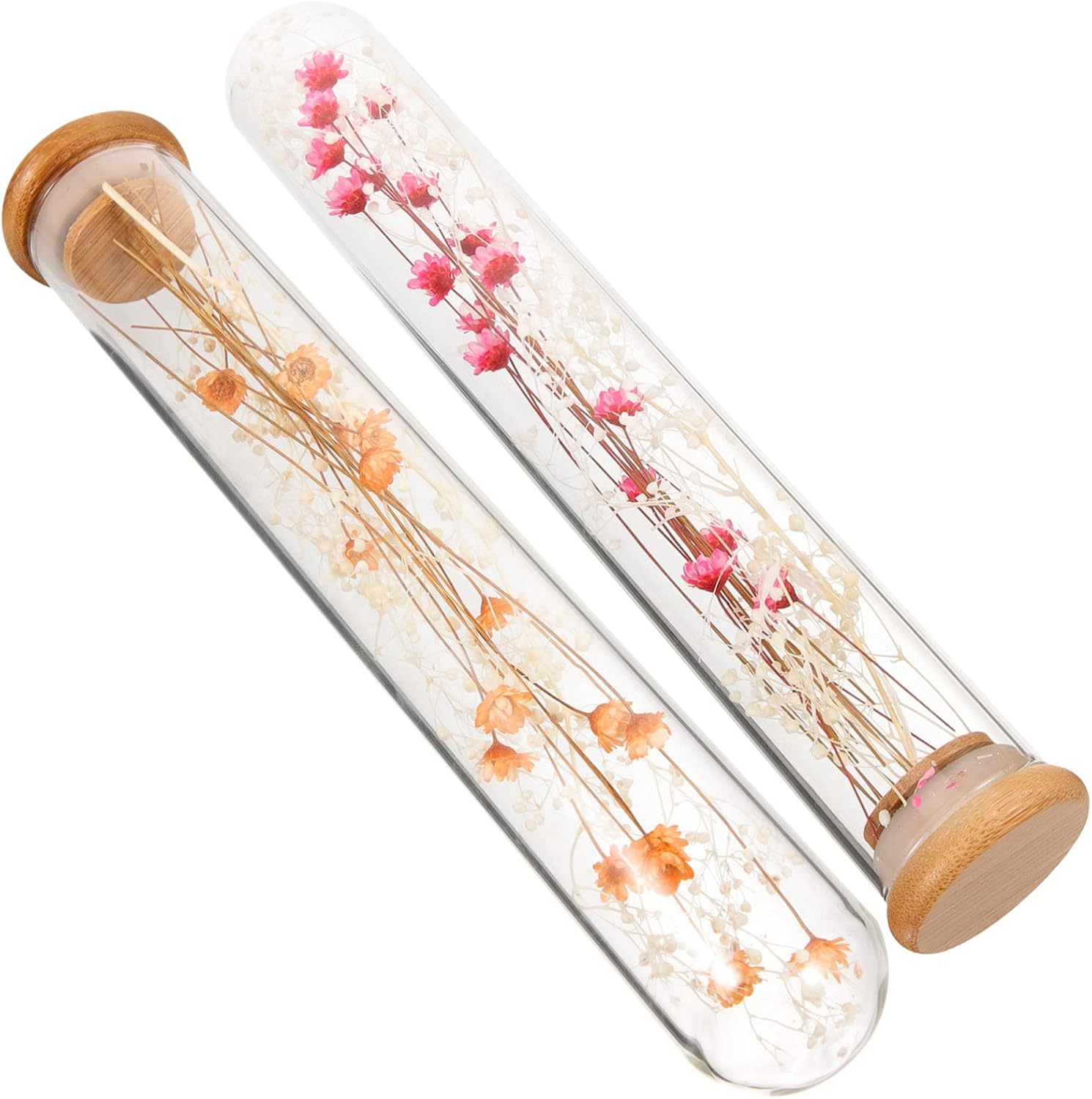 Ciieeo 2pcs Handmade Dried Flower Bouquet in Glass Bottle Eternal Flower Decor for Desktop Decoration Real Natural Aesthetic for Home and Event Centerpieces