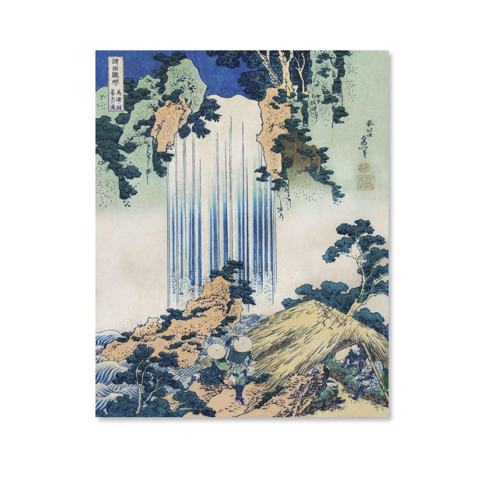 日本絵画 風景画 滝 水 ガラス額縁付き 壁掛け 【公式通販】