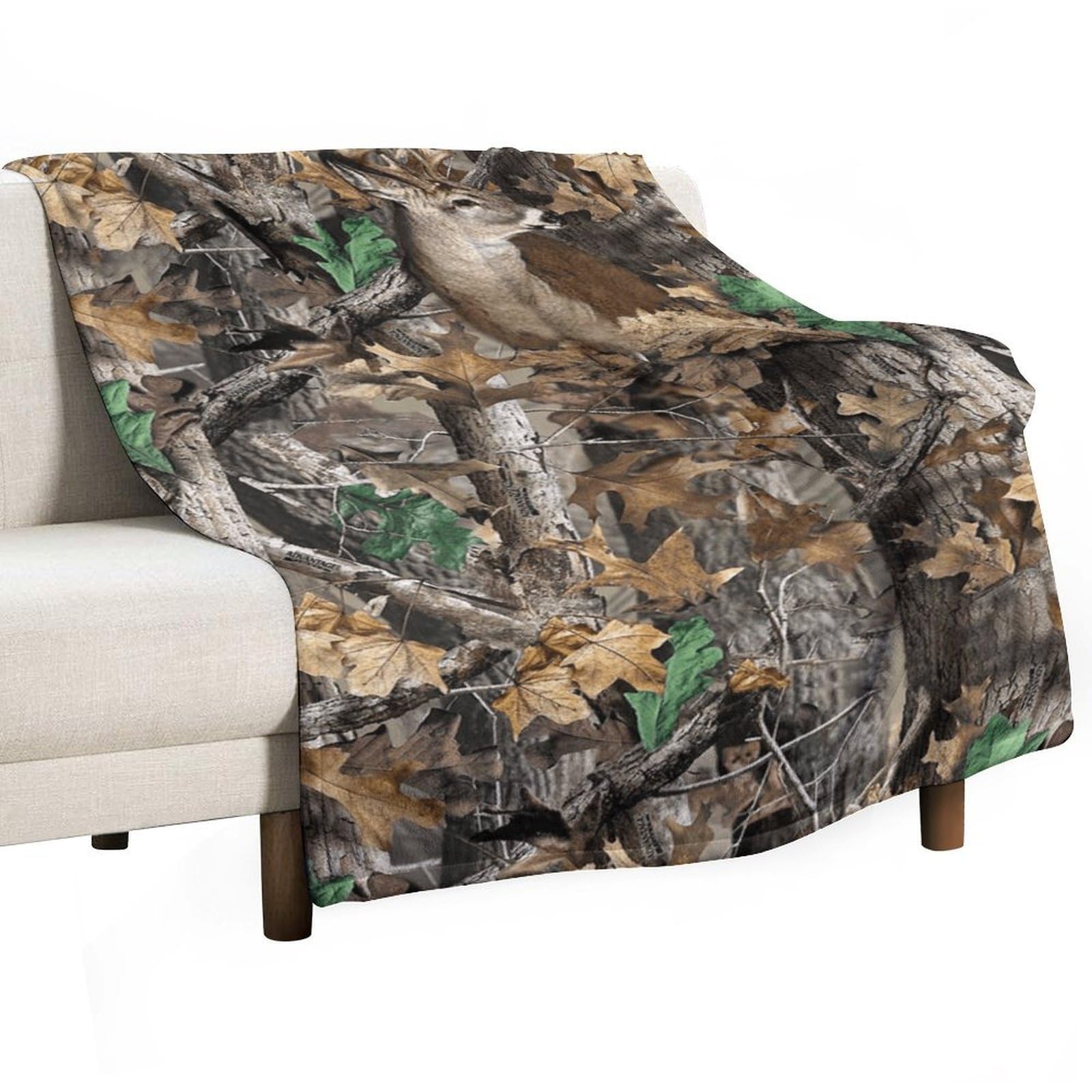 Cgsbngha Style Camouflage Deer Hunting Flannel Fleece Blanket Lightweight Soft Throw Blankets For Sofa Couch Bed Chair