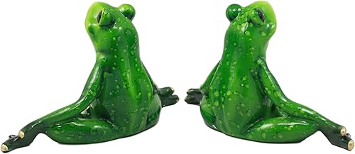 Miniatura 2 de Ebros - Estatua de ranas de yoga gemelas meditantes, escultura decorativa de ranas de Buda de 6 pulgadas de largo, sereno y tranquilo, reino animal,