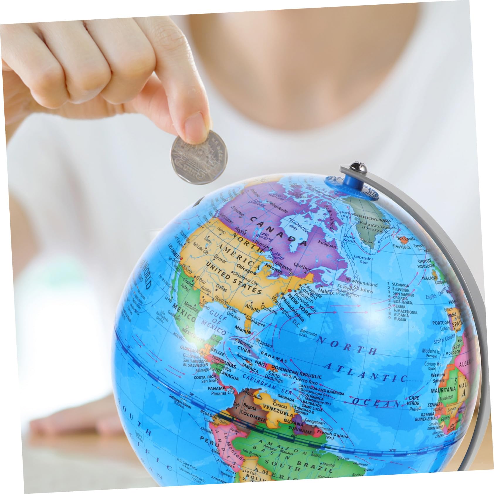 Piggy Bank for Adults Globe Shaped Money Saving Box with Stable Base Convenient Coin Holder for Study And Bedroom Decorative Savings Bank