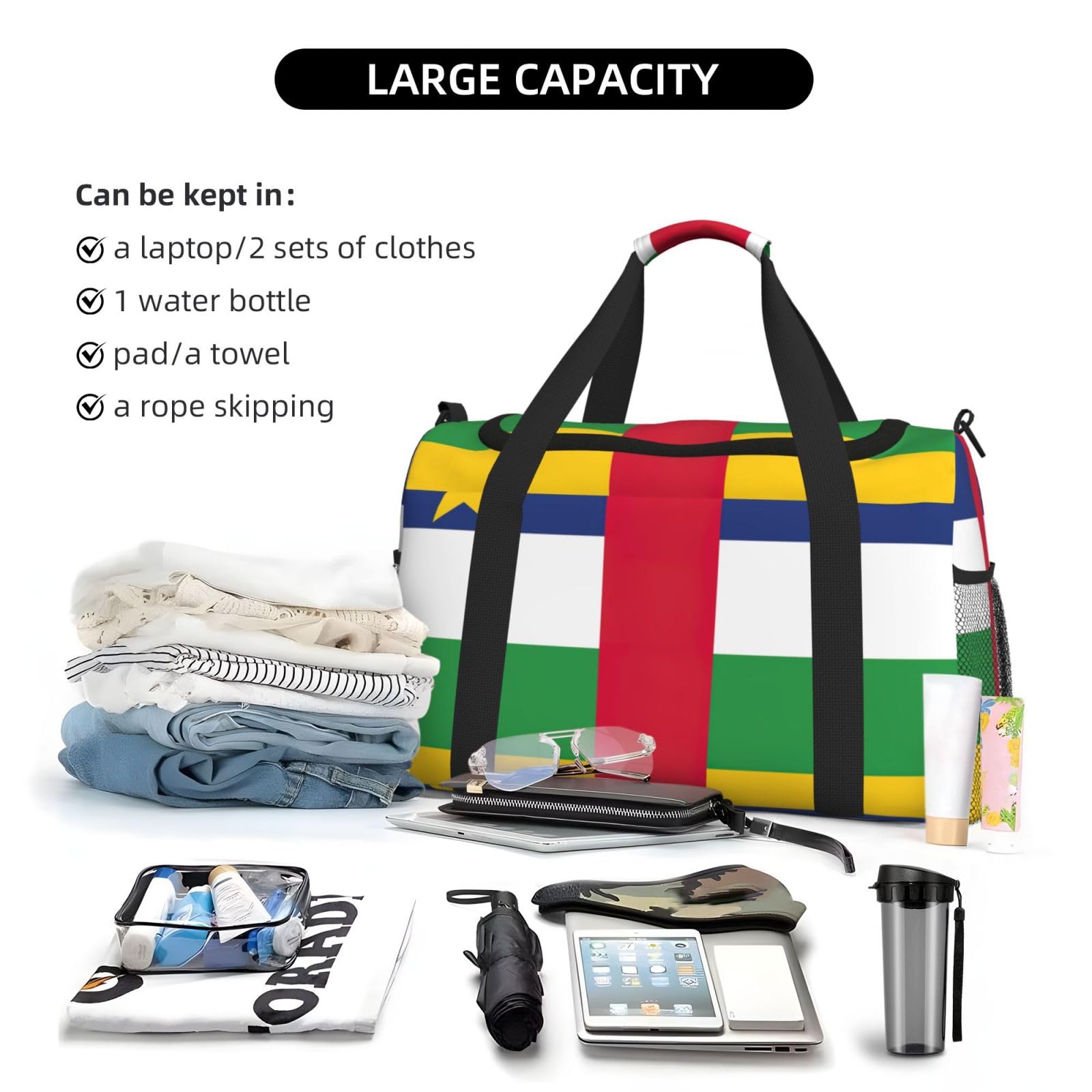Flaga Środkowej Afryki Torba na ramię Kobiety Mężczyźni Torba podróżna Crossbody Torebka Torba na ramię Torebki robocze Codzienna torba Hobo