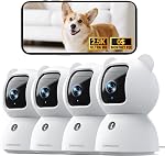 2.5K Indoor Camera 4pack, Free AI Person/Pet/Cry Detection, 4MP Baby/Dog/Cat/Pet Camera with Phone App, Pan Tilt WiFi Cameras for Home Security, Night Vision, Full Duplex Audio