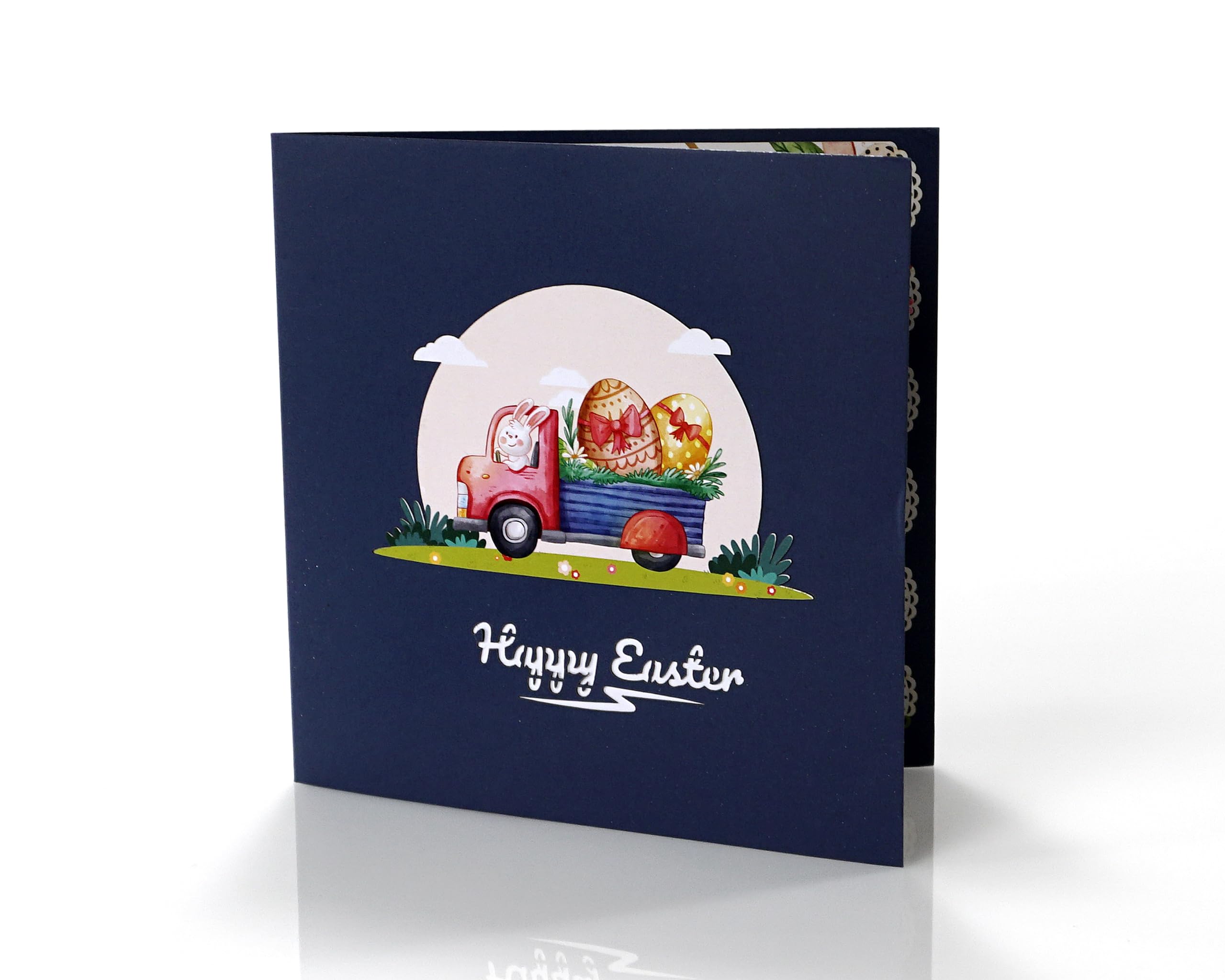 Senticut Happy Easter Bunny Truck Pop Up 3D card.A delightful surprise Easter greeting card for Kids,Children,Family and Friends. 15cmx15cm (Easter Truck) - Image 4