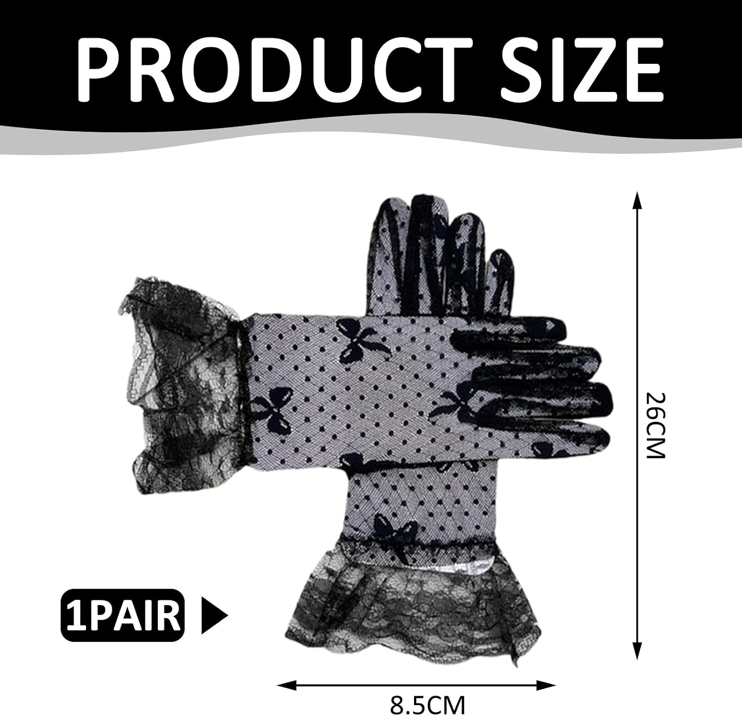 Birdcage Veil, Black Fascinator Veils for Women Face Veil with Black Lace Gloves for Wedding Cocktail Party Girls Birthday Women Clothing Accessories